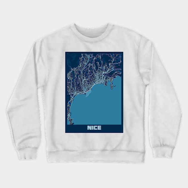 Nice - France Peace City Map Crewneck Sweatshirt by tienstencil